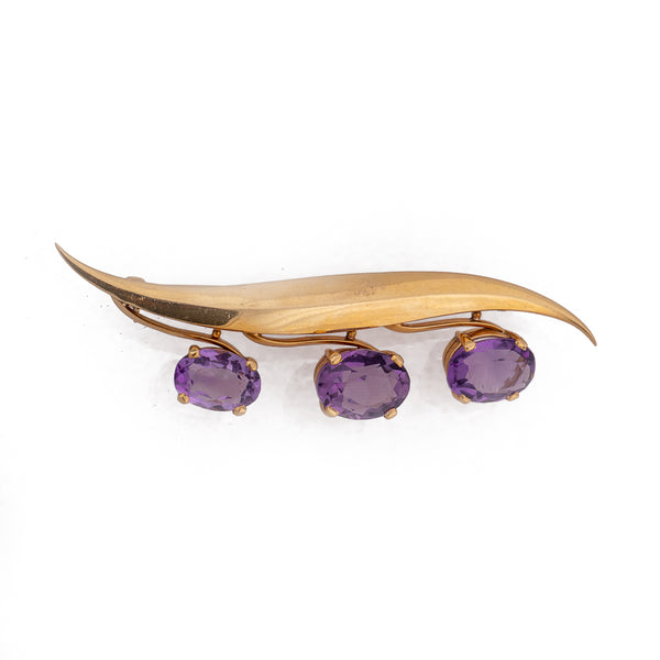 Antique Art Deco Amethyst Brooch Side