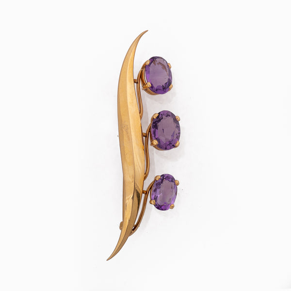 Antique Art Deco Amethyst Brooch Front