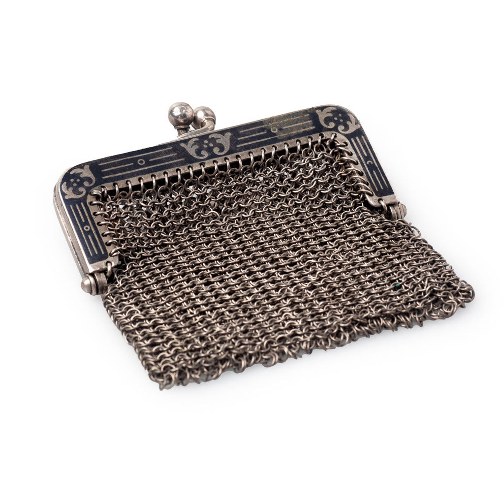 Antique silver mesh purse store