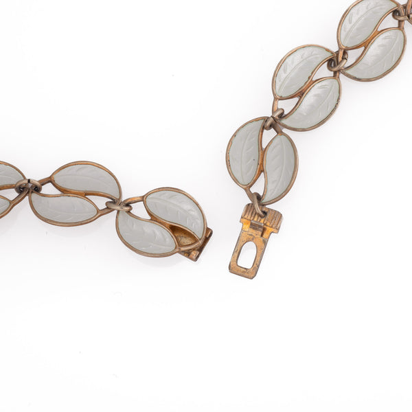 Vintage David Andserson White Leaf Enamel Necklace