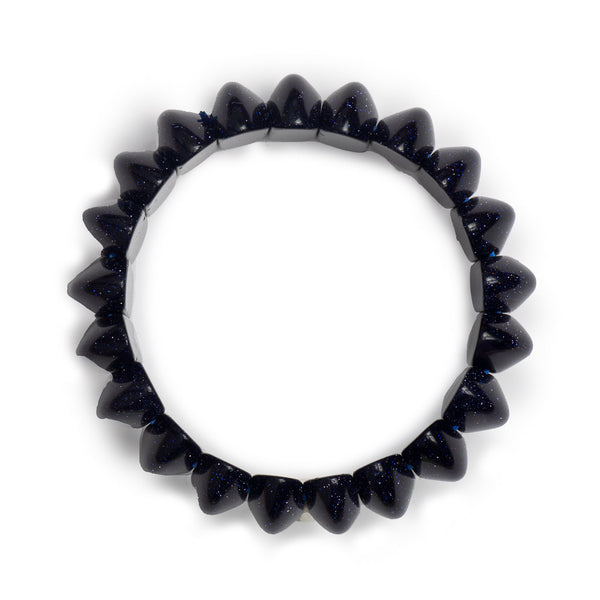 Blue Goldstone Quartz Sparkle Stretch Bracelet Top View