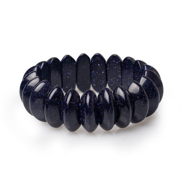 Blue Goldstone Quartz Sparkle Stretch Bracelet Bangle