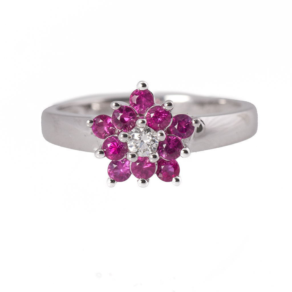 Vintage ruby store cluster ring