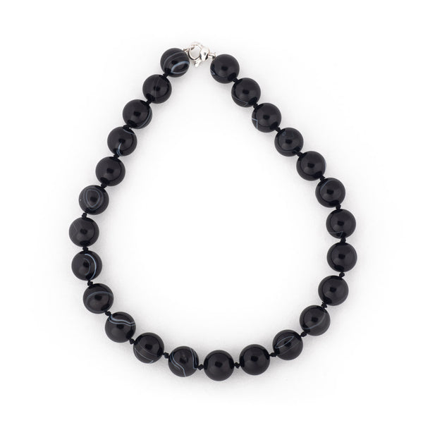 Natural Black Banded Agate Necklace