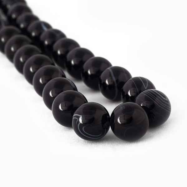 Natural Black Banded Agate Necklace