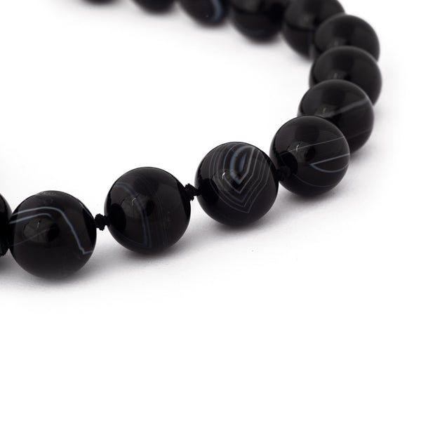 Natural Black Banded Agate Necklace