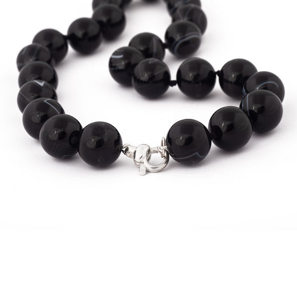 Natural Black Banded Agate Necklace