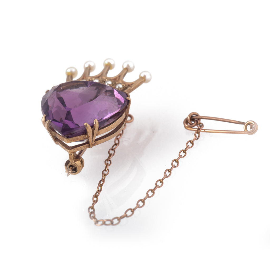 Antique Victorian Amethyst and Pearl Brooch