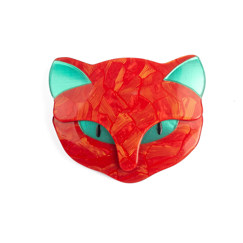 French Lea Stein Attila the Cat Brooch Red