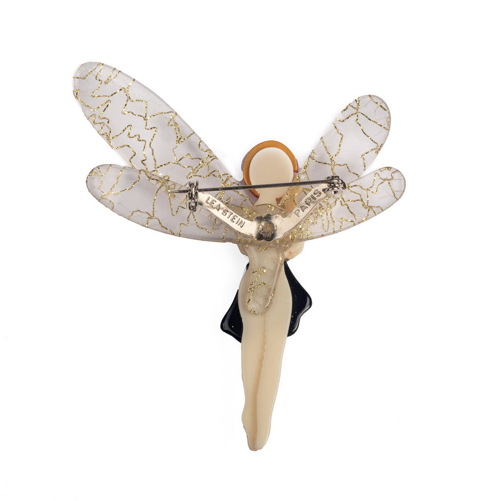French Lea Stein Fairy Brooch Green