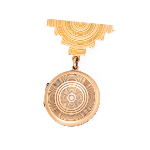 Antique 9ct Yellow Gold Art Deco Brooch Locket  Front