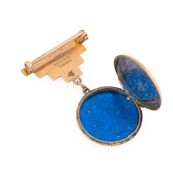 Antique 9ct Yellow Gold Art Deco Brooch Locket  Open