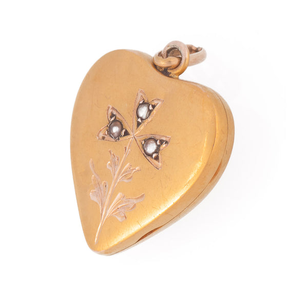 Antique Art Nouveau 18ct Gold Heart Shaped Locket Side