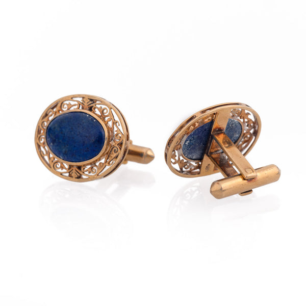 Antique Art Deco Gold Lapis Cufflinks Side