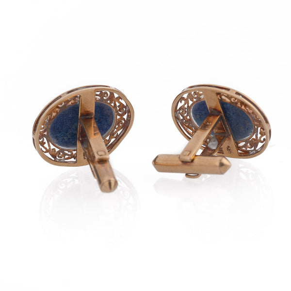 Antique Art Deco Gold Lapis Cufflinks Back