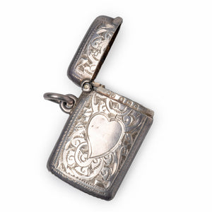 Antique Edwardian English Silver Vesta Case Open