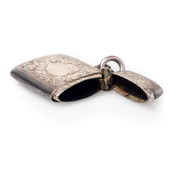 Antique Edwardian English Silver Vesta Case Interior