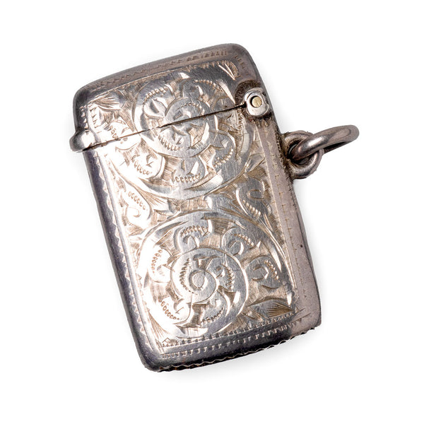 Antique Edwardian English Silver Vesta Case Back