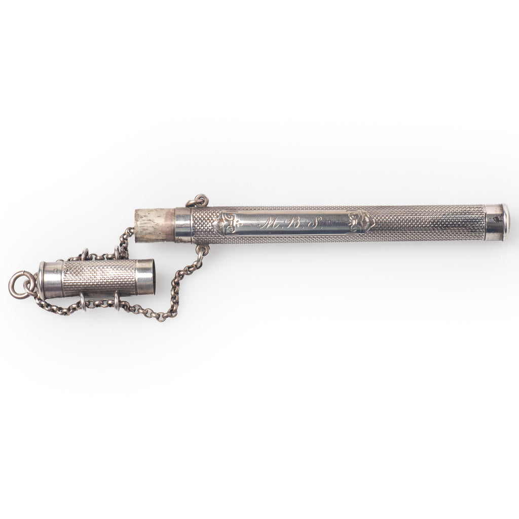 Antique Edwardian Sterling Silver Thermometer Case Open