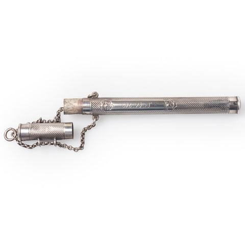 Antique Edwardian Sterling Silver Thermometer Case Open