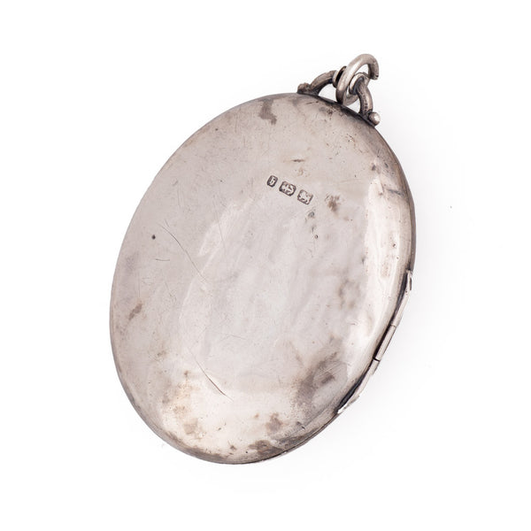 Antique English Victorian Large Sterling Silver Locket Back