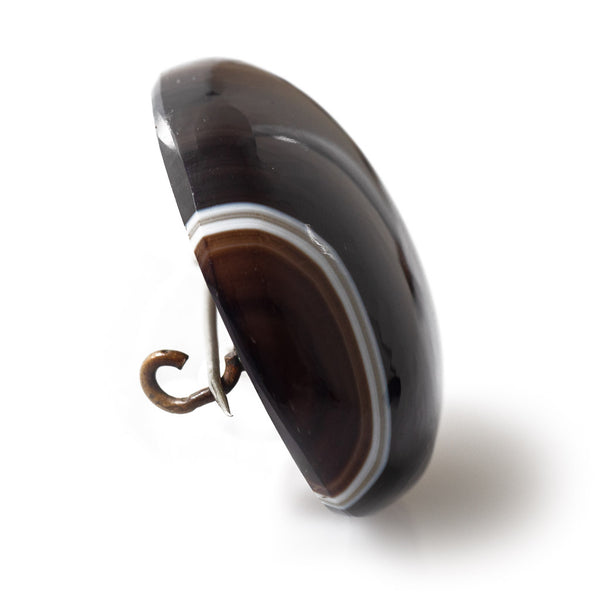 Antique Large Victorian Banded Agate Brooch Band