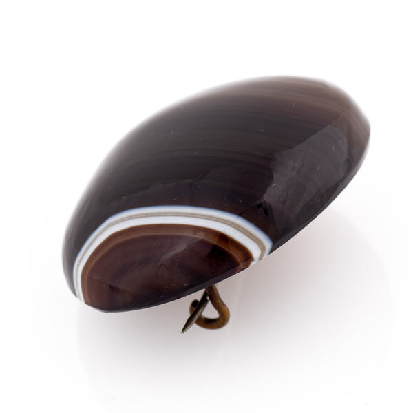 Antique Large Victorian Banded Agate Brooch Edge