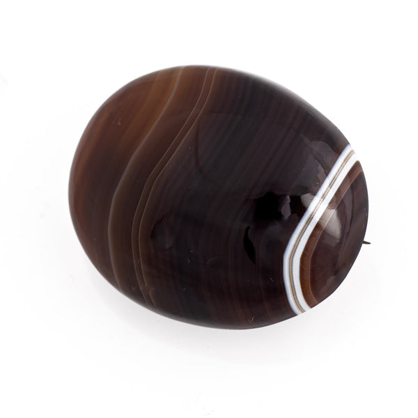 Antique Large Victorian Banded Agate Brooch