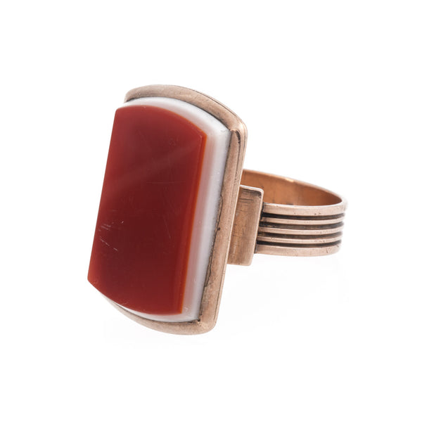 Vintage Jewellery Australia Antique Unisex Rose Gold Victorian Carnelian Ring Side