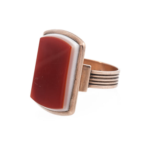 Vintage Jewellery Australia Antique Unisex Rose Gold Victorian Carnelian Ring Side