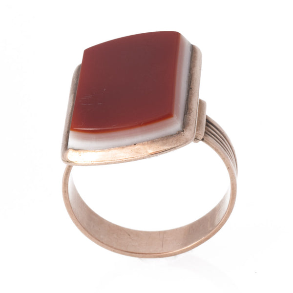 Antique Unisex Rose Gold Victorian Carnelian Ring Edge