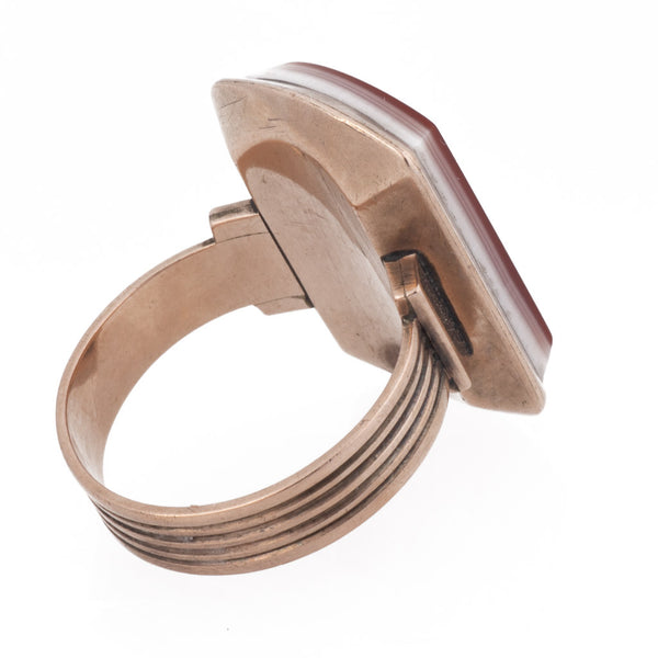 Vintage Jewellery Australia Antique Unisex Rose Gold Victorian Carnelian Ring Side Back