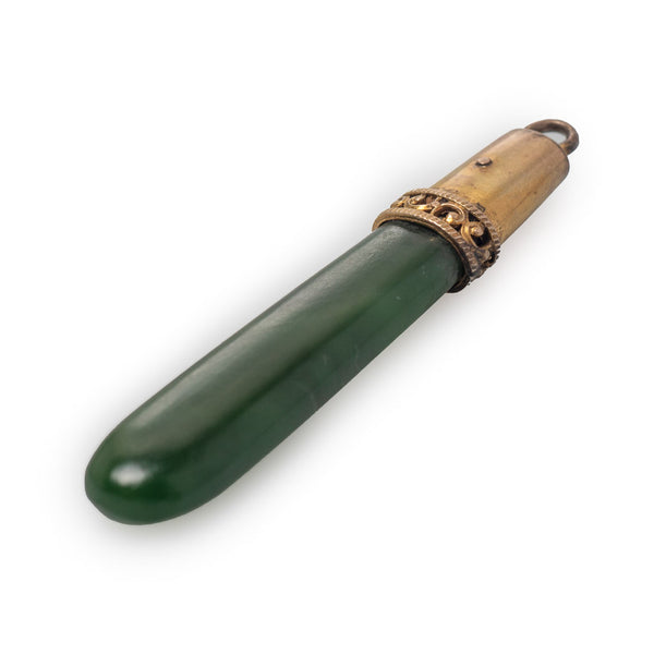Antique Victorian Jadeite Fob Pendant Side