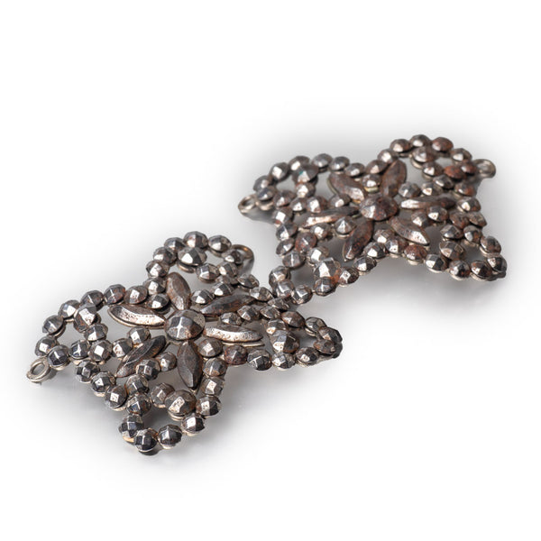 Antique Victorian Shoe Buckles - Cut Steel Top