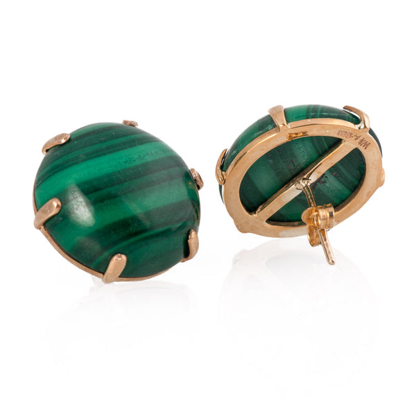 Vintage Jewellery Green Malachite Gold Earrings  Backing