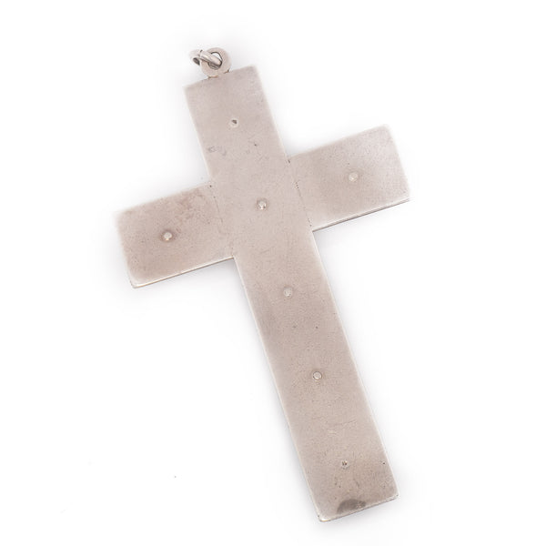 Antique Art Deco Silver Banded Agate Cross