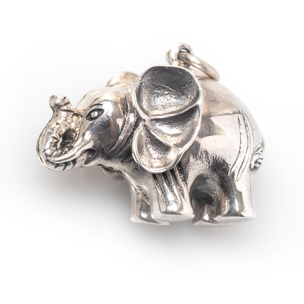 Modern Silver Elephant Pendant  Front - Vintage Jewellery Australia
