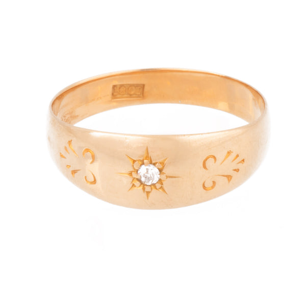 Antique Edwardian 18ct Gold Single Diamond Ring