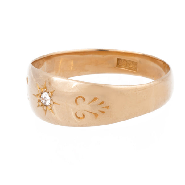 Antique Edwardian 18ct Gold Single Diamond Ring