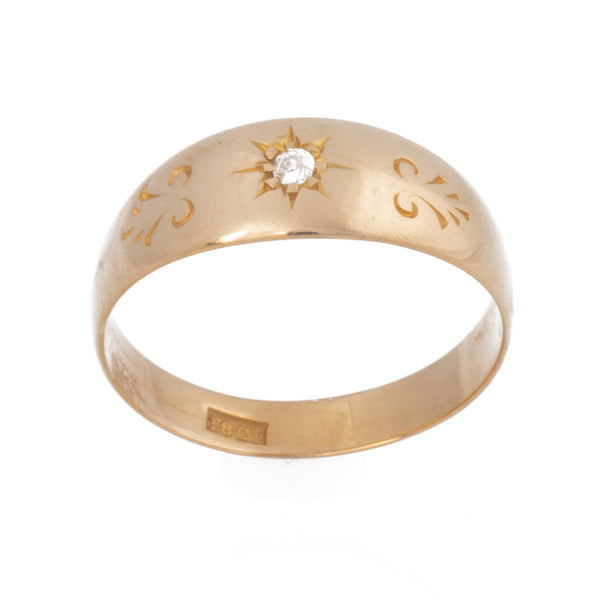Antique Edwardian 18ct Gold Single Diamond Ring