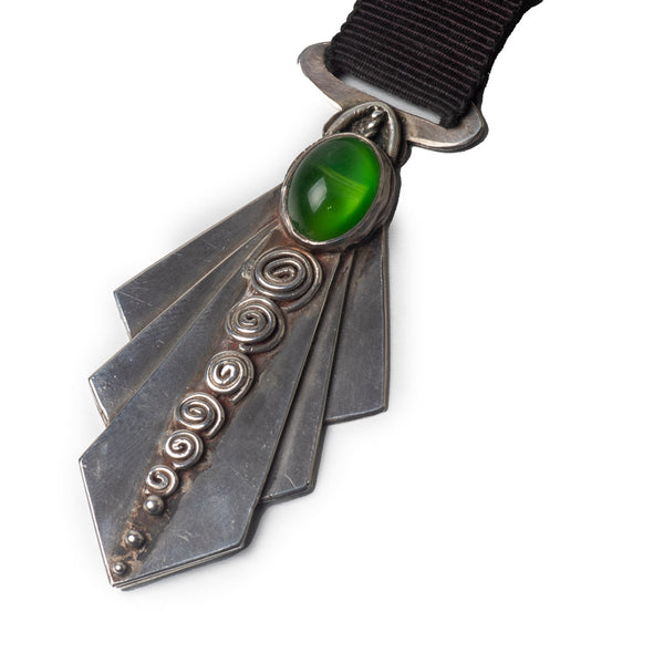Silver 1930's Scandinavian Art Deco Pendant Front Close