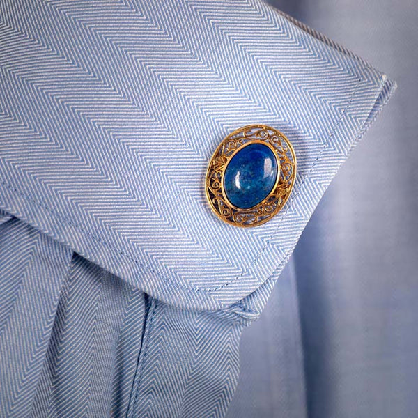 Antique Art Deco Gold Lapis Cufflinks Mens Shirt