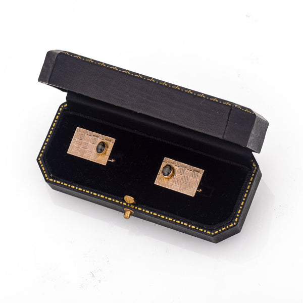 Vintage Gold and Star Sapphire Cufflinks in Box