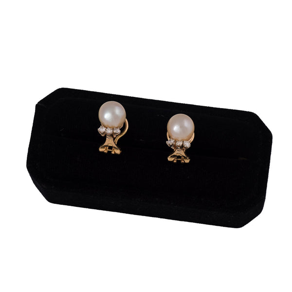 Vintage Jewellery Cultured Pearl and Diamond Earrings Base