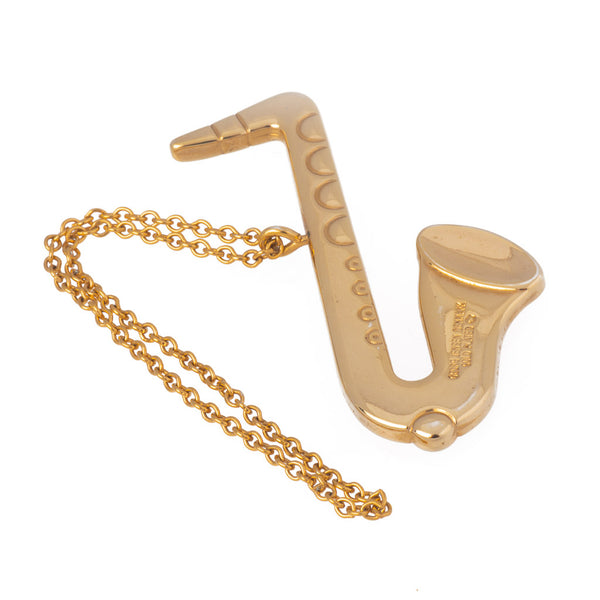 Vintage Georg Jensen Gold Plated Saxophone Pendant Back