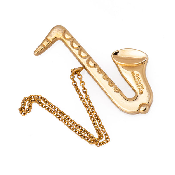 Vintage Georg Jensen Gold Plated Saxophone Pendant Back