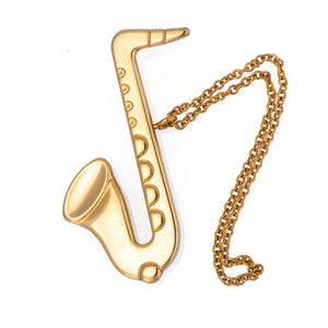 Vintage Georg Jensen Gold Plated Saxophone Pendant Front