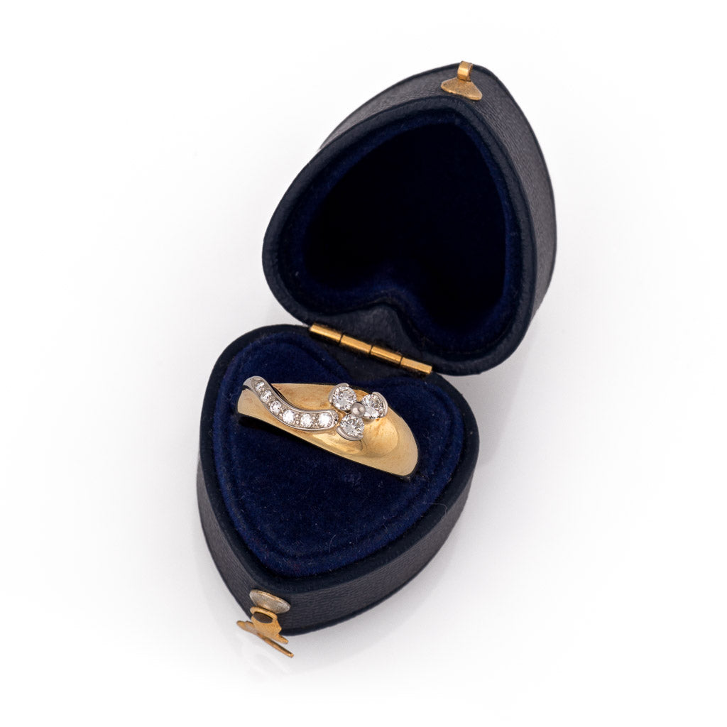 Antique Art Deco Gold Diamond Flower Ring