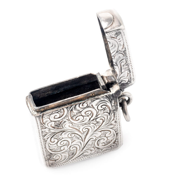 Antique Edwardian Sterling Silver Vesta Case Open