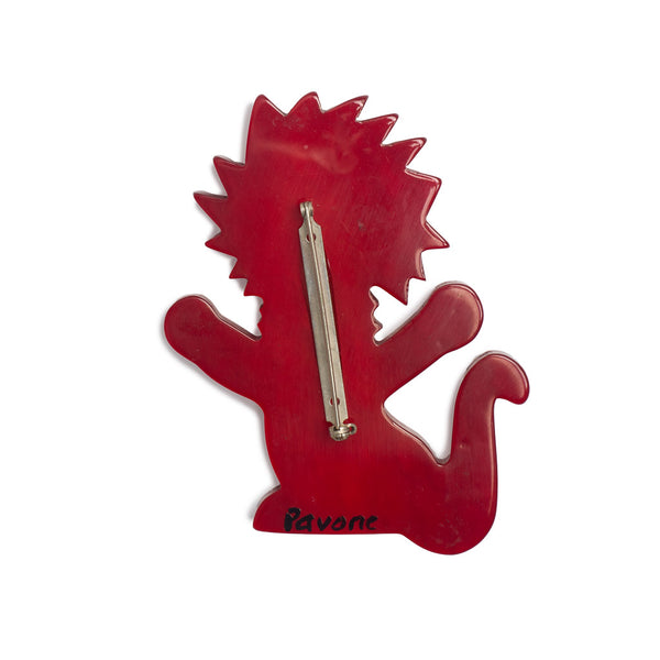 Vintage Jewellery Australia Pavone Crazy Red Cat Brooch Back